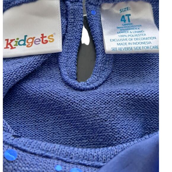 2 FOR $5 SALE Girl's Blue  With Sequins And Tulle Knit Tunic Top Size 4T - Picture 9 of 9